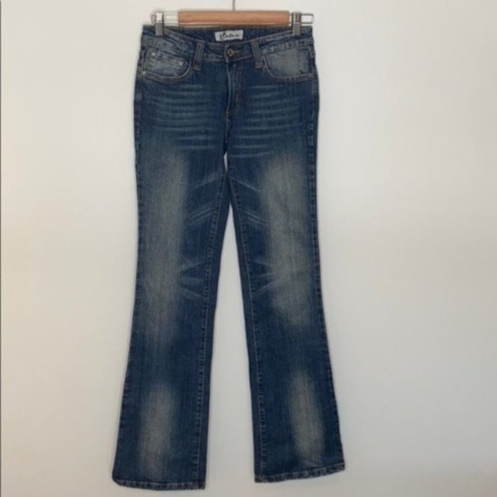 Nineteen Women Blue Medium Wash Denim Flare Low Rise Jeans Size 27